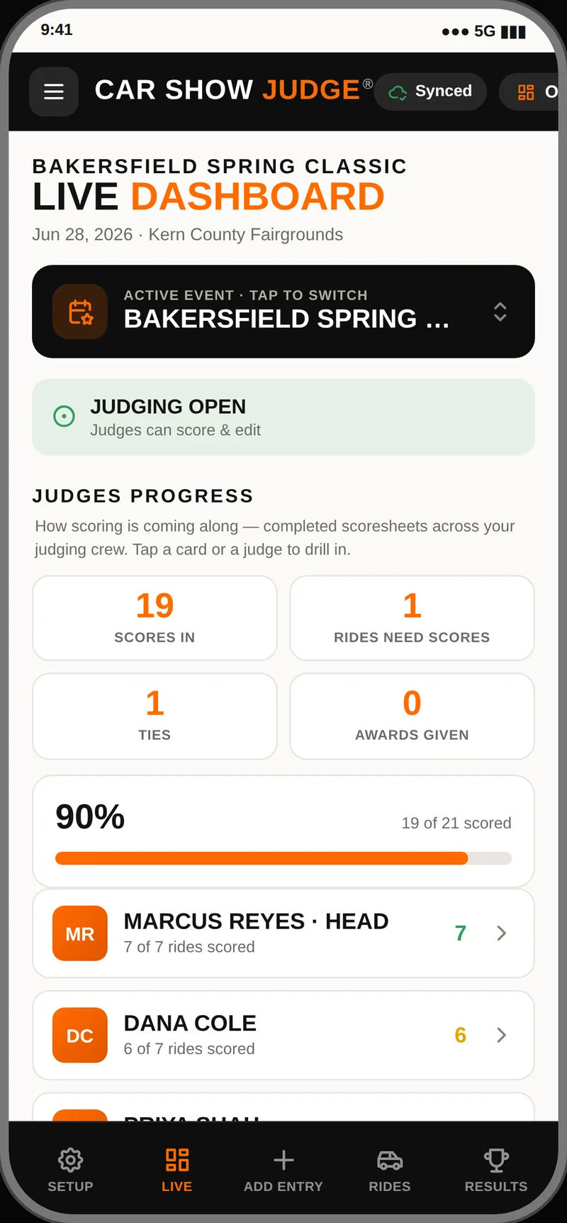 Live dashboard