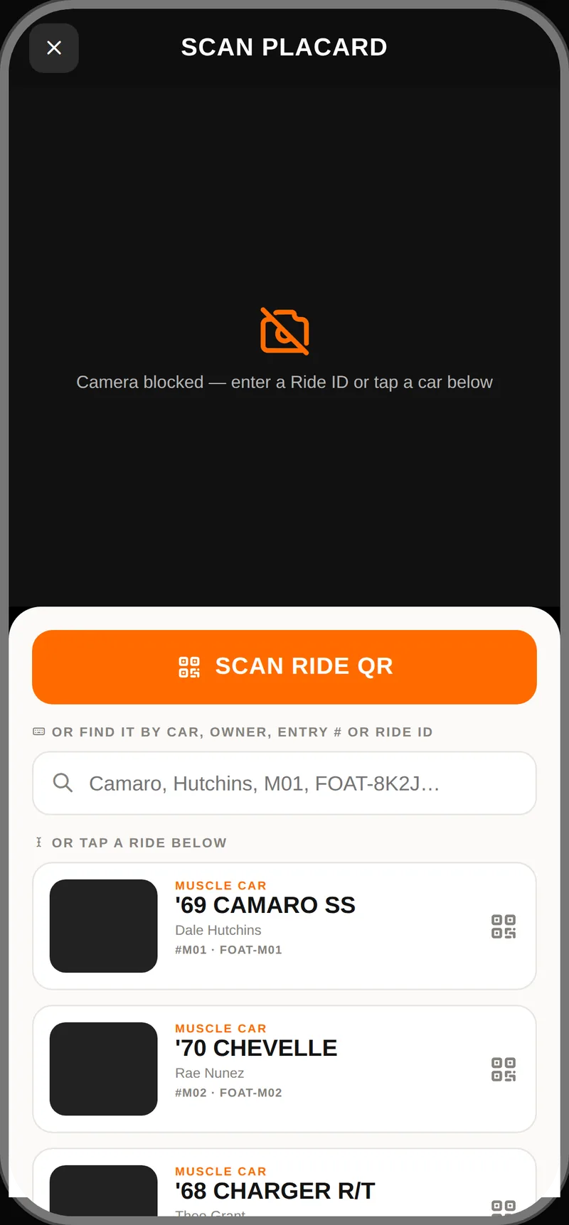 Scan a placard
